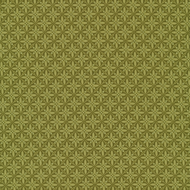 Tonal green geometric star fabric | Shabby Fabrics