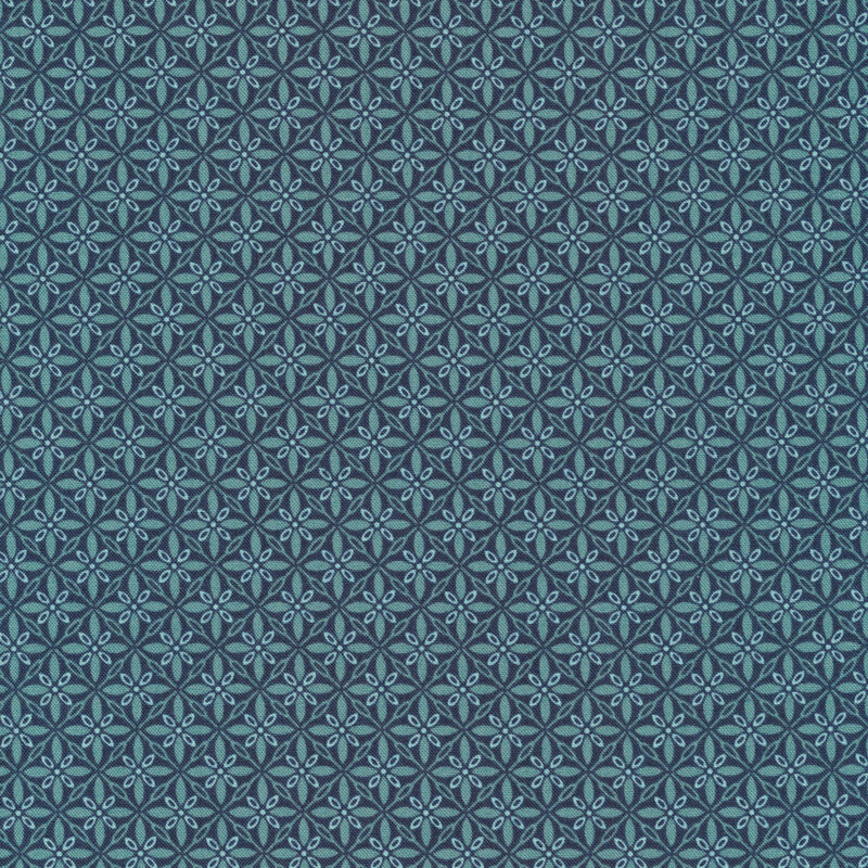 Tonal blue geometric star fabric | Shabby Fabrics