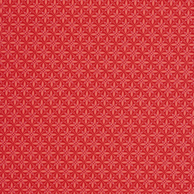 Tonal red geometric star fabric | Shabby Fabrics