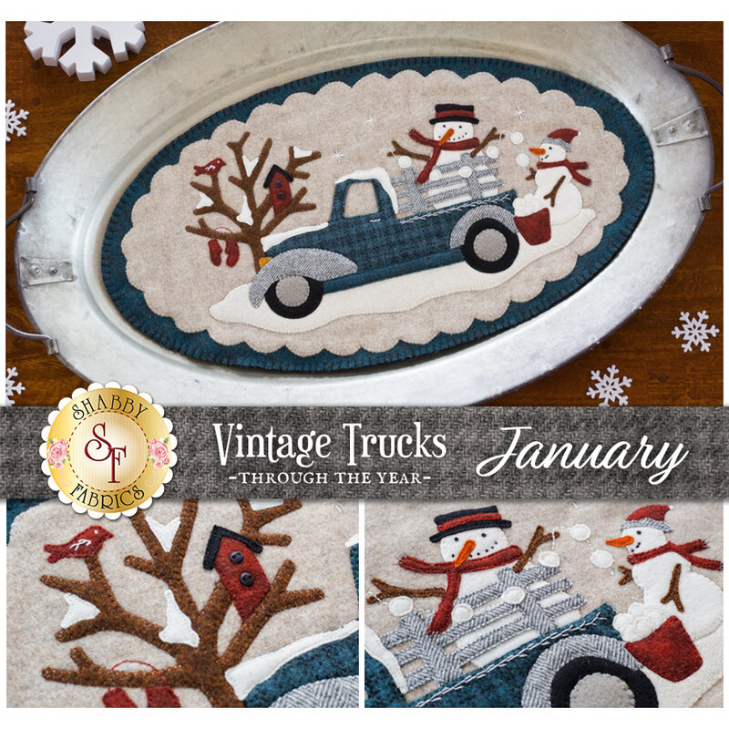 Vintage Trucks January Kit - In Wool at Shabby Fabrics