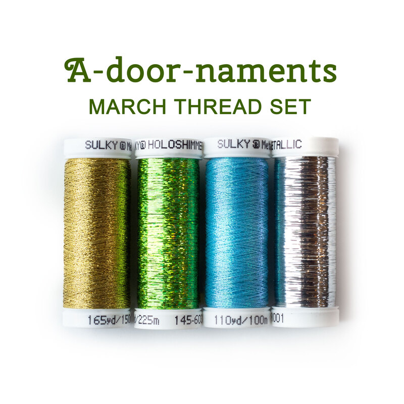 4 pc coordinating thread set for A-door-naments March | Shabby Fabrics