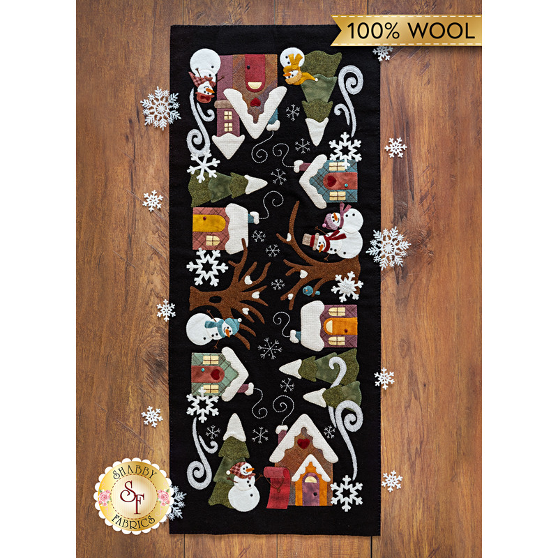 Snowman Lane Wool Table Runner Kit - RESERVE available at Shabby Fabrics