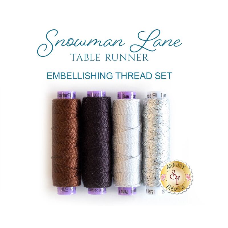 Snowman Lane Table Runner - 4 pc Embellishing Thread Set - RESERVE | Shabby Fabrics