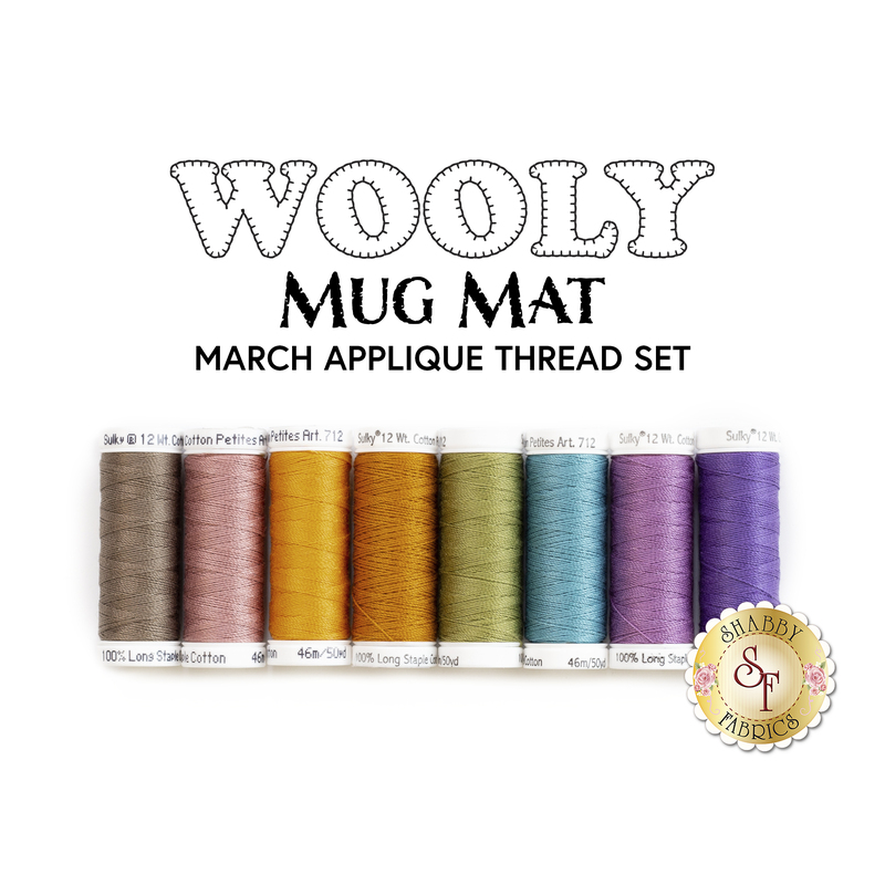 Wooly Mug Mats - 8 pc Appliqué Thread Set - March | Shabby Fabrics