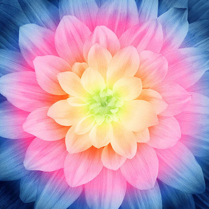 Fabric panel features large blooming neon colors wild flower | Shabby Fabrics