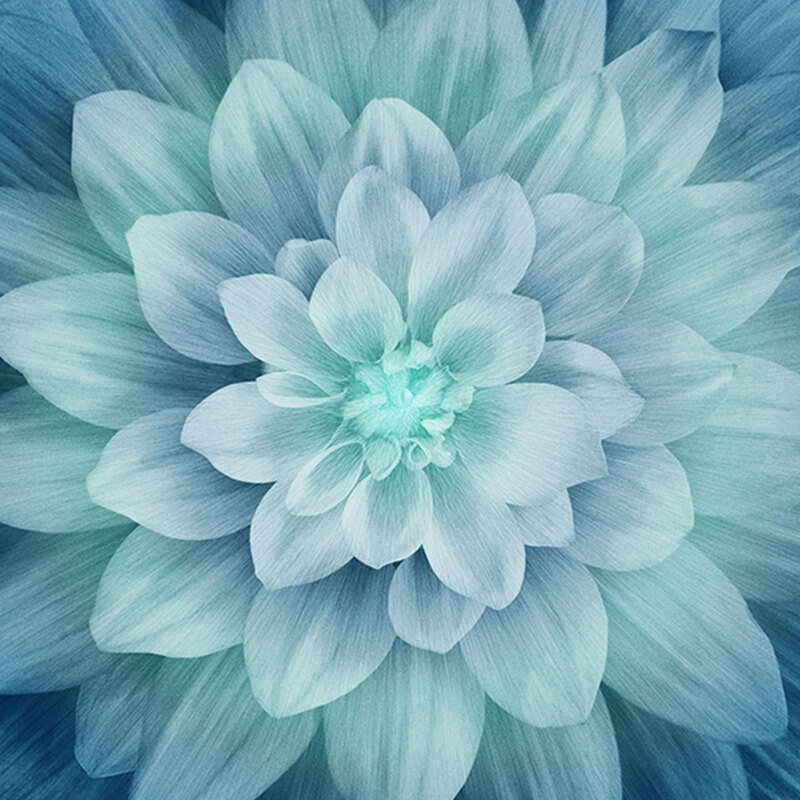 Fabric panel features large blooming turquoise blue wild flower | Shabby Fabrics