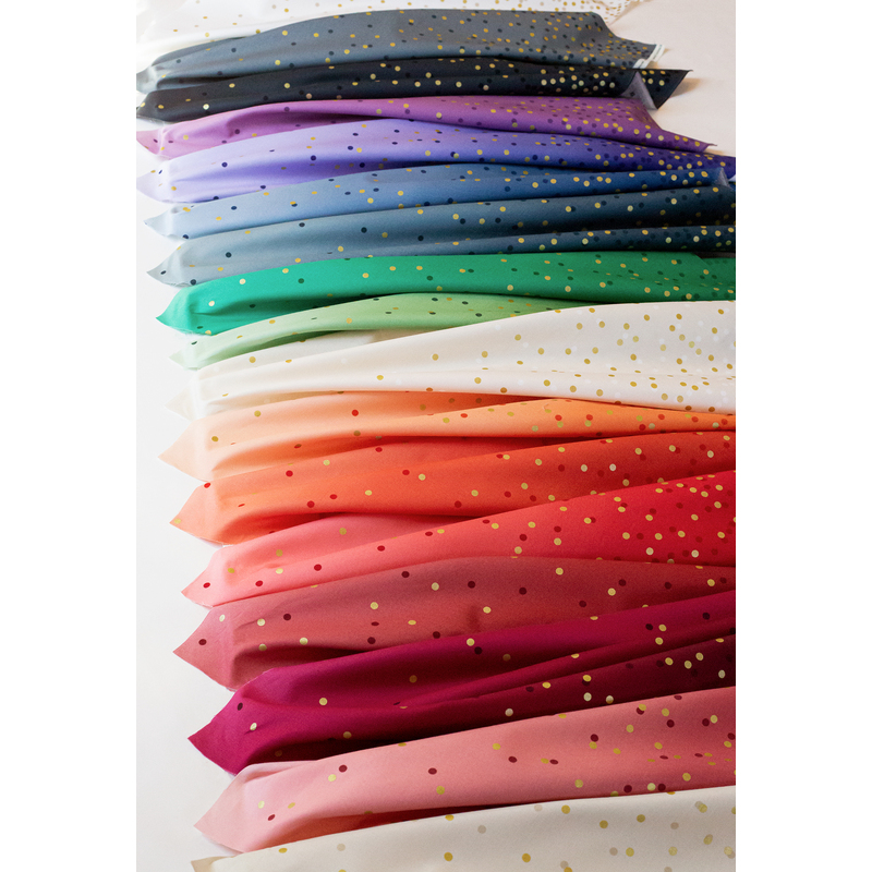 Collage of fabrics included in Ombre Confetti Metallic collection | Shabby Fabrics