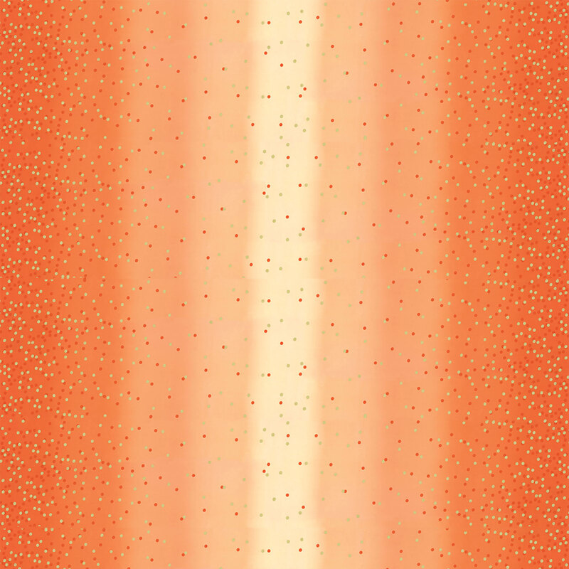 Orange ombre fabric with tonal dots and gold metallic dots | Shabby Fabrics
