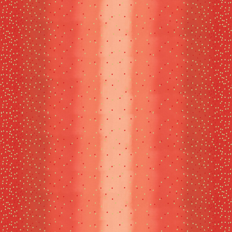 Red ombre fabric with tonal dots and gold metallic dots | Shabby Fabrics