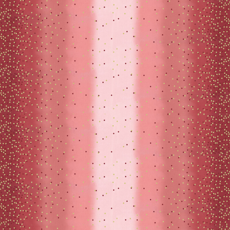 Maroon ombre fabric with tonal dots and gold metallic dots | Shabby Fabrics