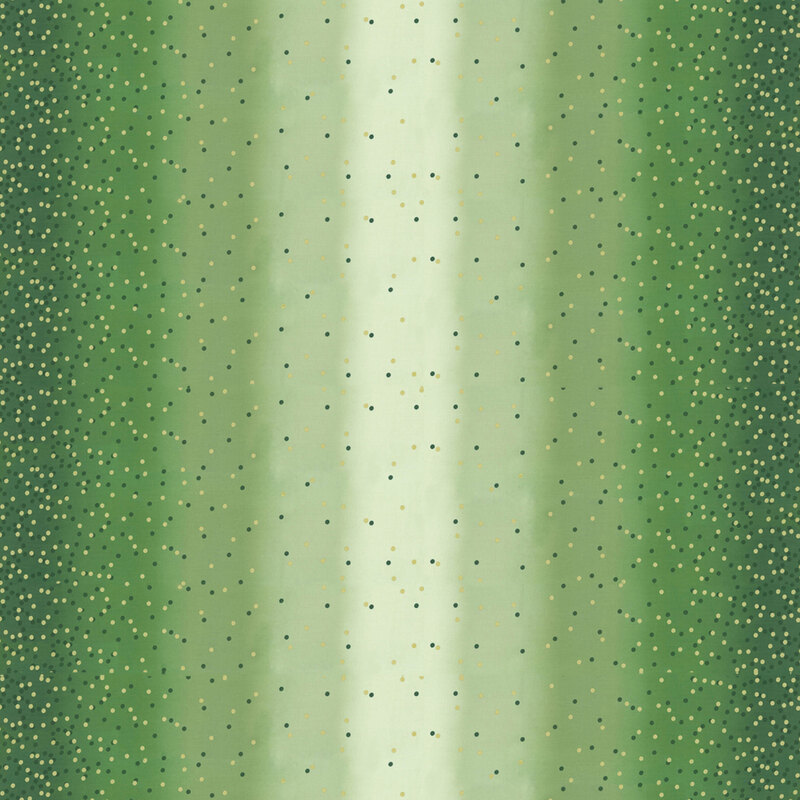 Light green ombre fabric with tonal dots and gold metallic dots | Shabby Fabrics