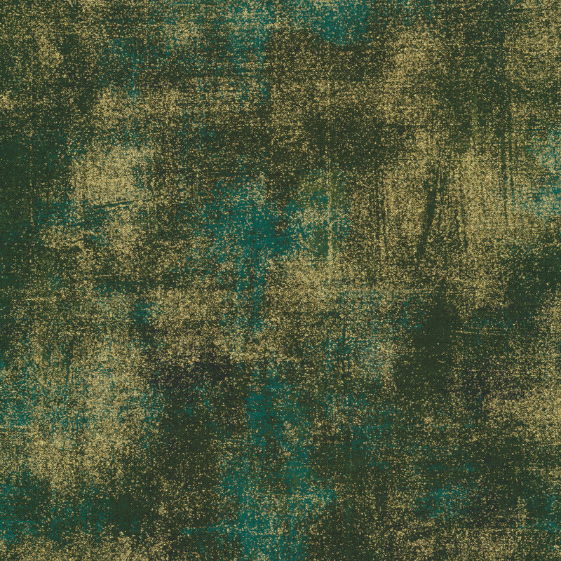 Dark green textured fabric with metallic gold | Shabby Fabrics