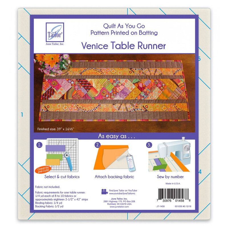 A package of the Quilt As You Go Venice Table Runner batting