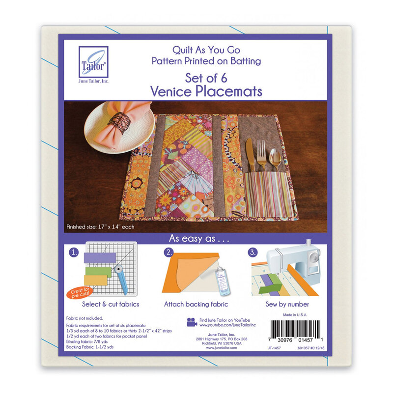 A pack of pre-printed quilt as you go venice placemat battings