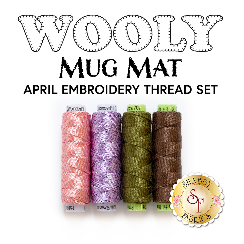 Wooly Mug Mat - 4 pc Embroidery Thread Set - April | Shabby Fabrics