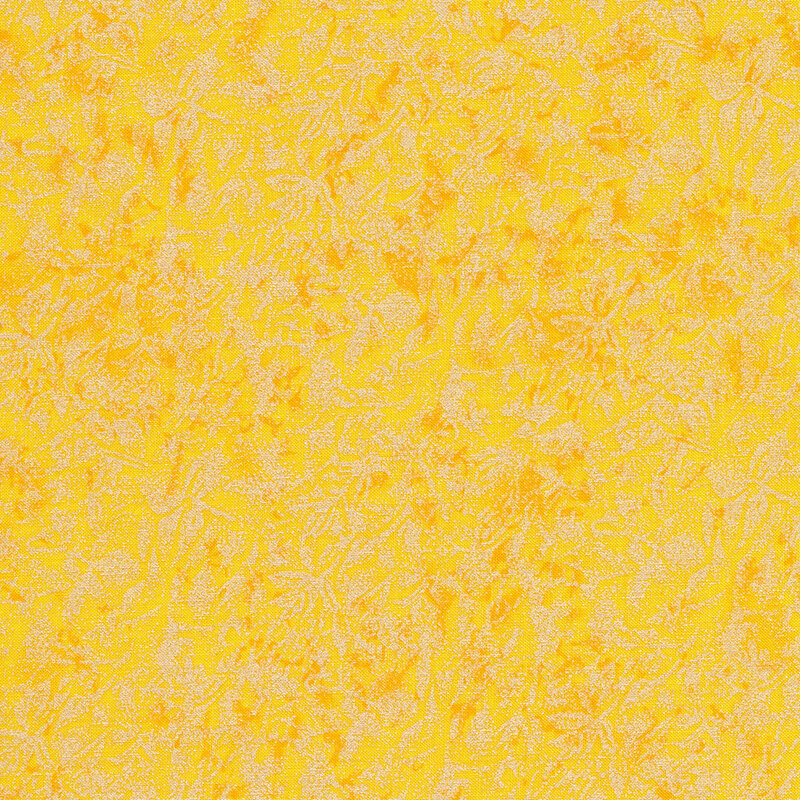 Tonal bright yellow fabric features mottled design with metallic frost accents | Shabby Fabrics