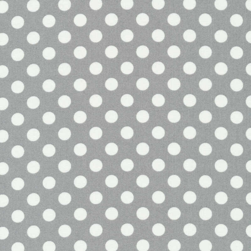 White polka dots on light gray | Shabby Fabrics