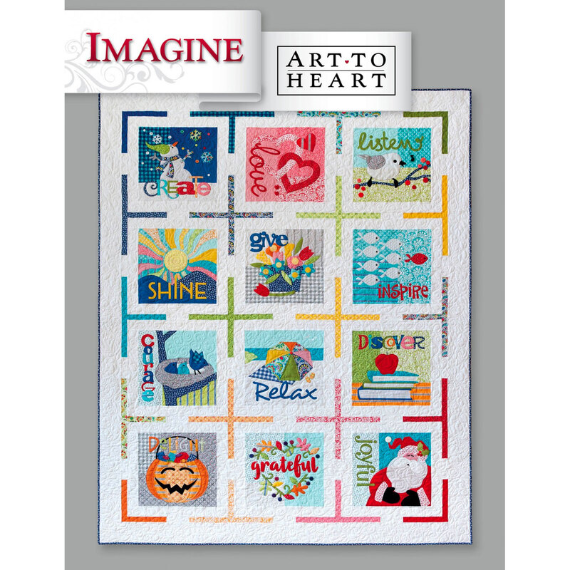 Imagine Quilt Book cover featuring 12 monthly blocks
