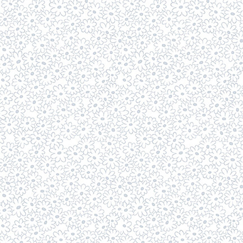 A white on white fabric with daisies all over | Shabby Fabrics
