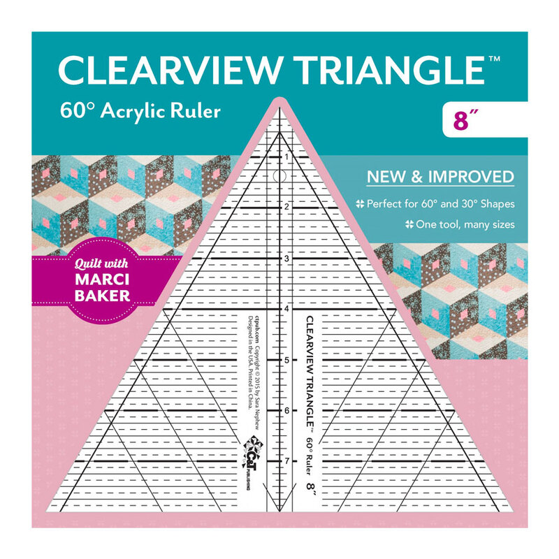An image of the packaging for the Clearview Triangle 8 inch Ruler | Shabby Fabrics