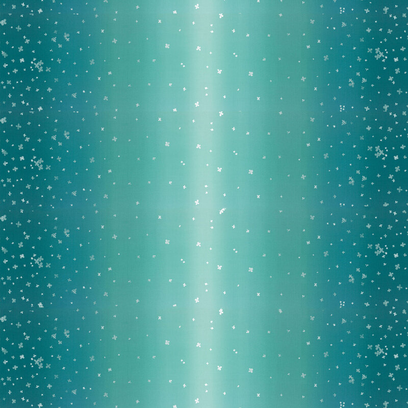 Aquamarine ombre fabric with small scattered flowers | Shabby Fabrics