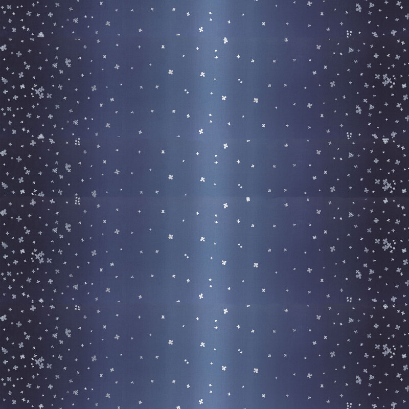 Dark blue ombre fabric with small scattered flowers | Shabby Fabrics