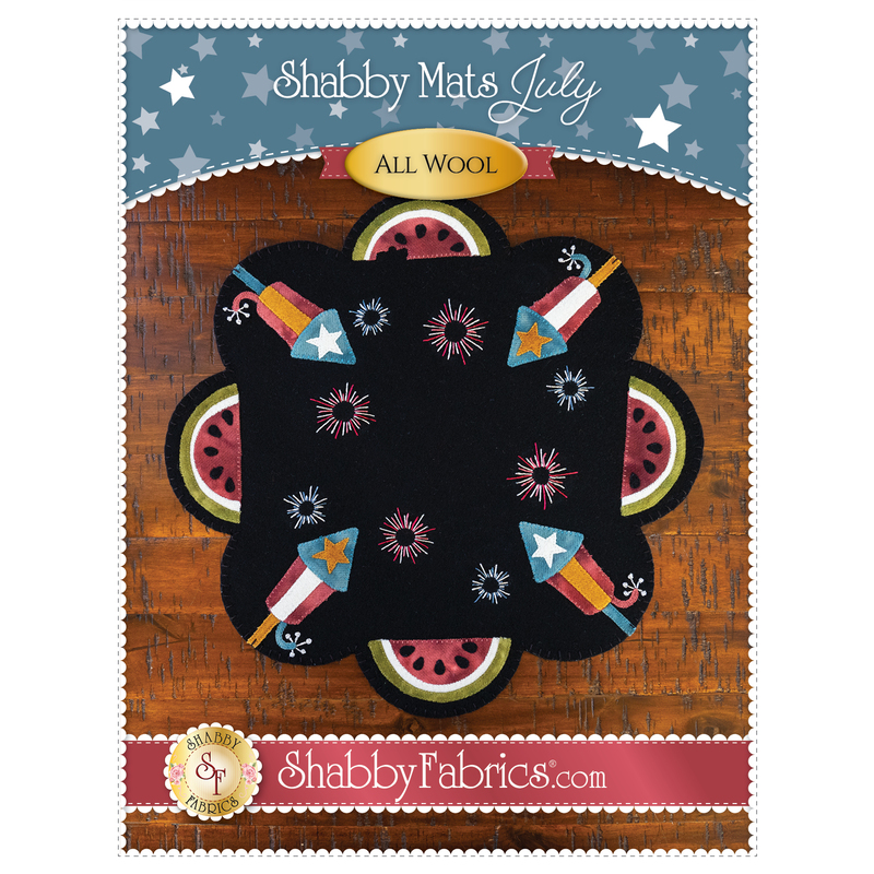 The front of the Shabby Mats - July - Pattern showing the finish Shabby Mats - July Kit product