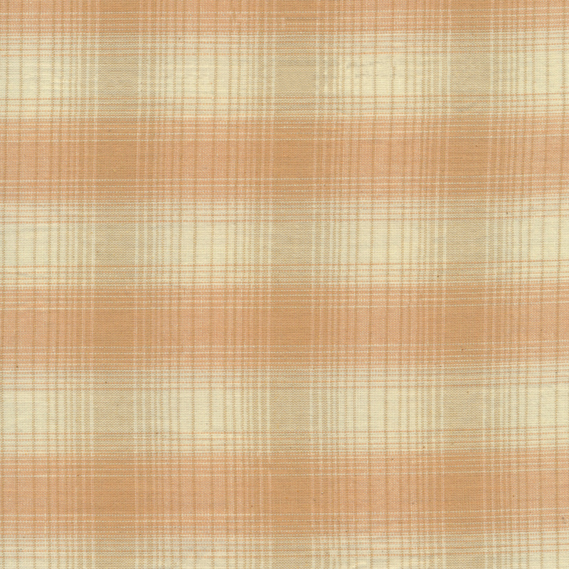 Tan plaid design with orange | Shabby Fabrics