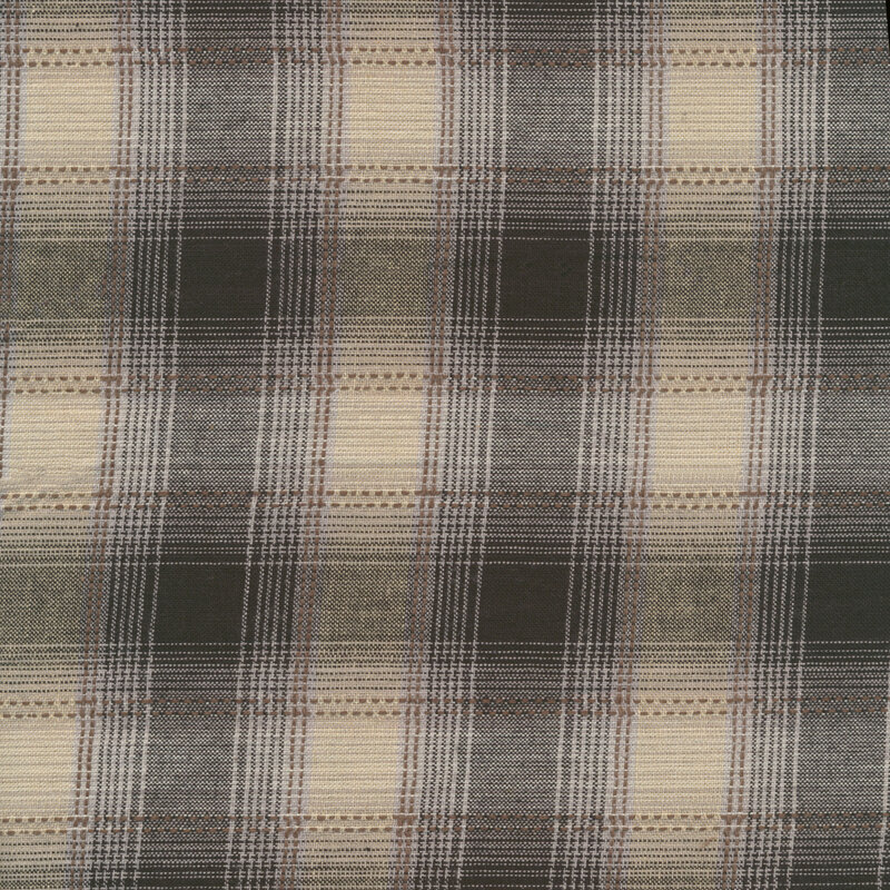 Woven black and cream checkered print | Shabby Fabrics