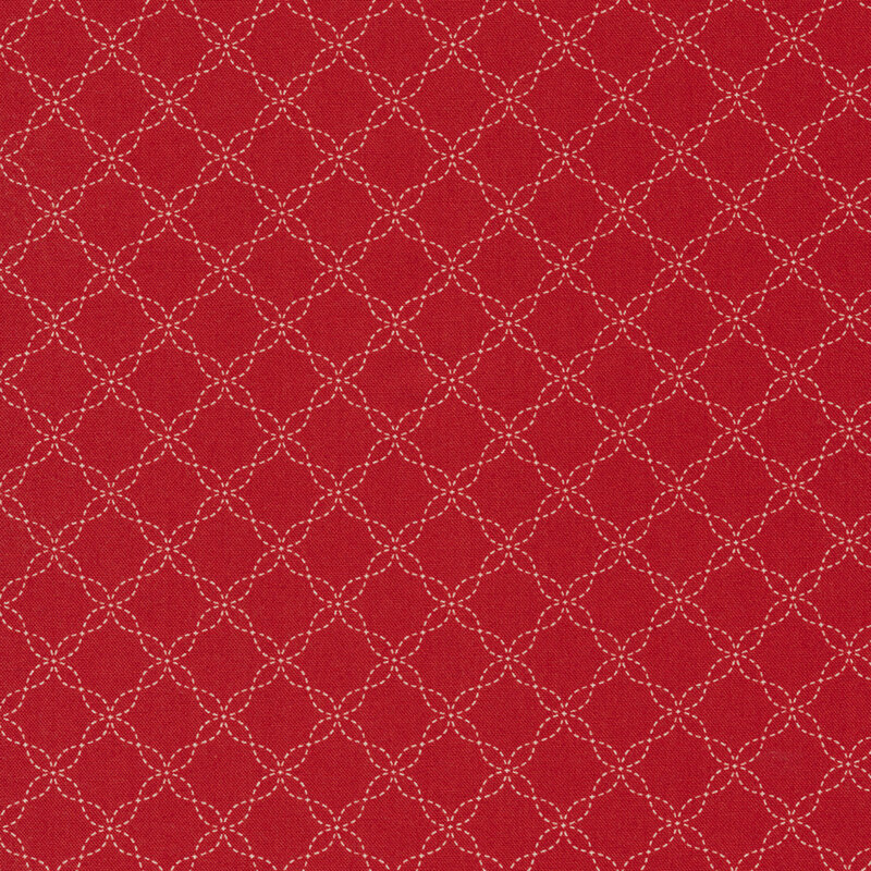 White lattice design on red | Shabby Fabrics