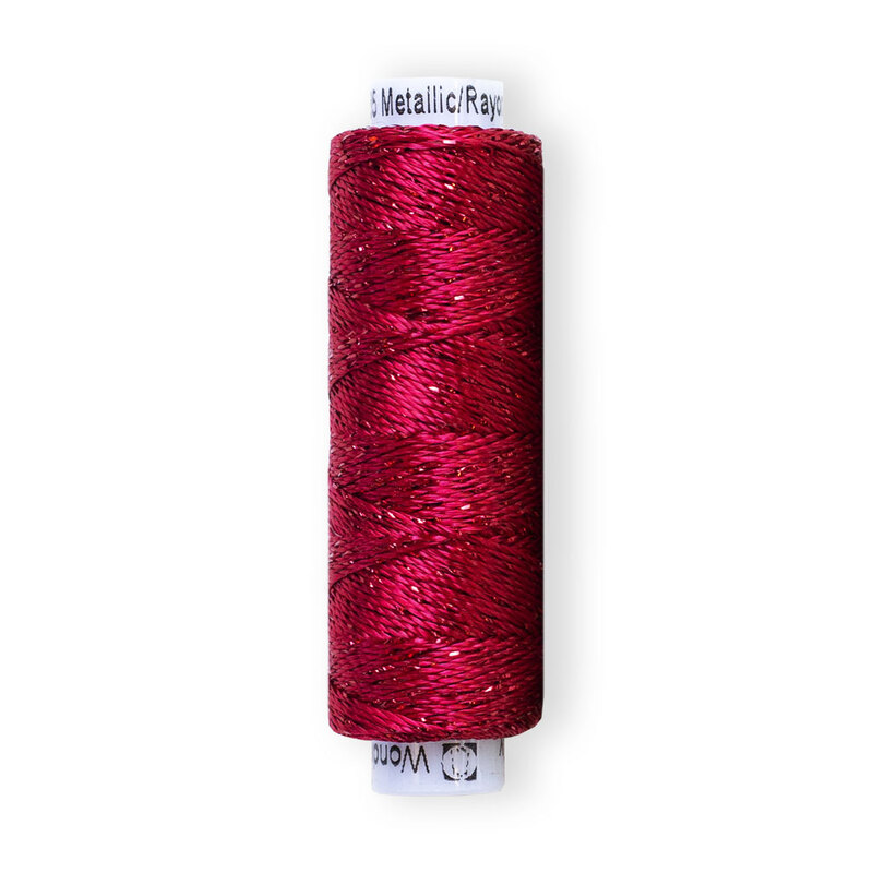 Red metallic thread on a spool | Shabby Fabrics