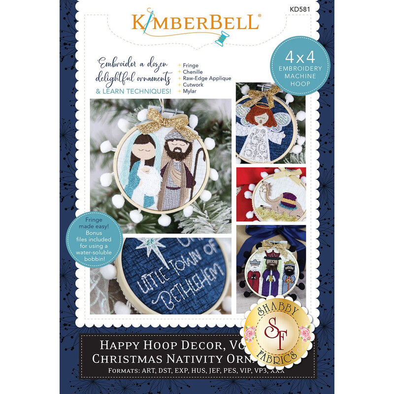 Front of the Happy Hoop Decor, Volume 2: CD showing the finished nativity ornaments