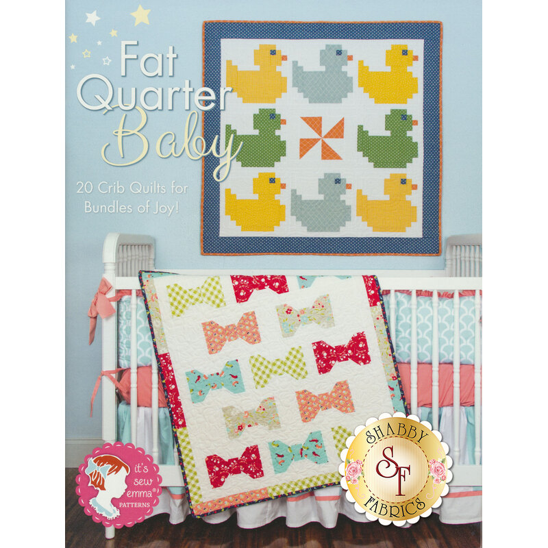 The front of the Fat Quarter Baby Book showing a finished duck Quilt and Bow tie quilt