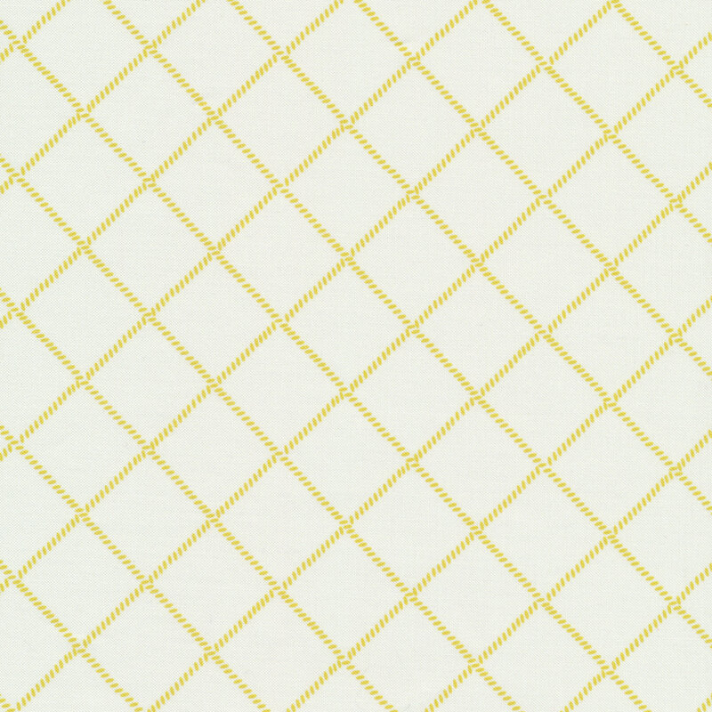 Cream fabric features yellow graph check lattice pattern | Shabby Fabrics