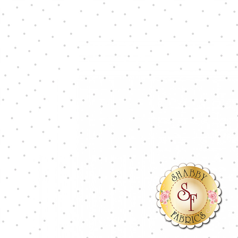 Gray scattered dots all over white representing white on white design | Shabby Fabrics
