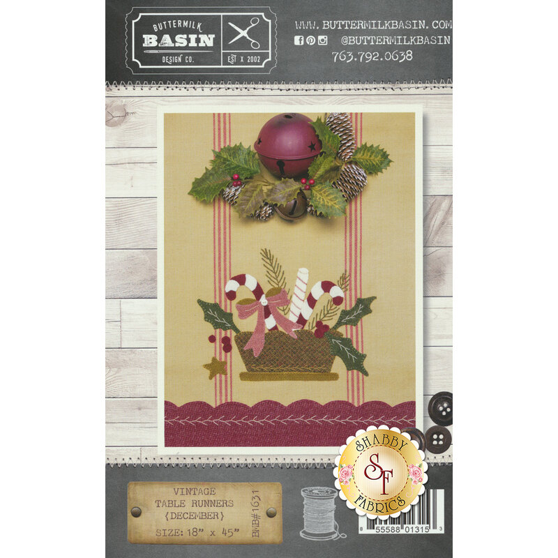 The front of the Vintage Table Runners thru the Year pattern showing a Christmas table runner