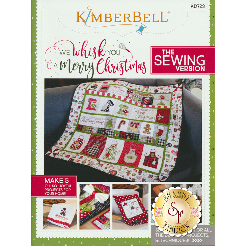 The front of the We Whisk You A Merry Christmas book showing a collage of the projects included