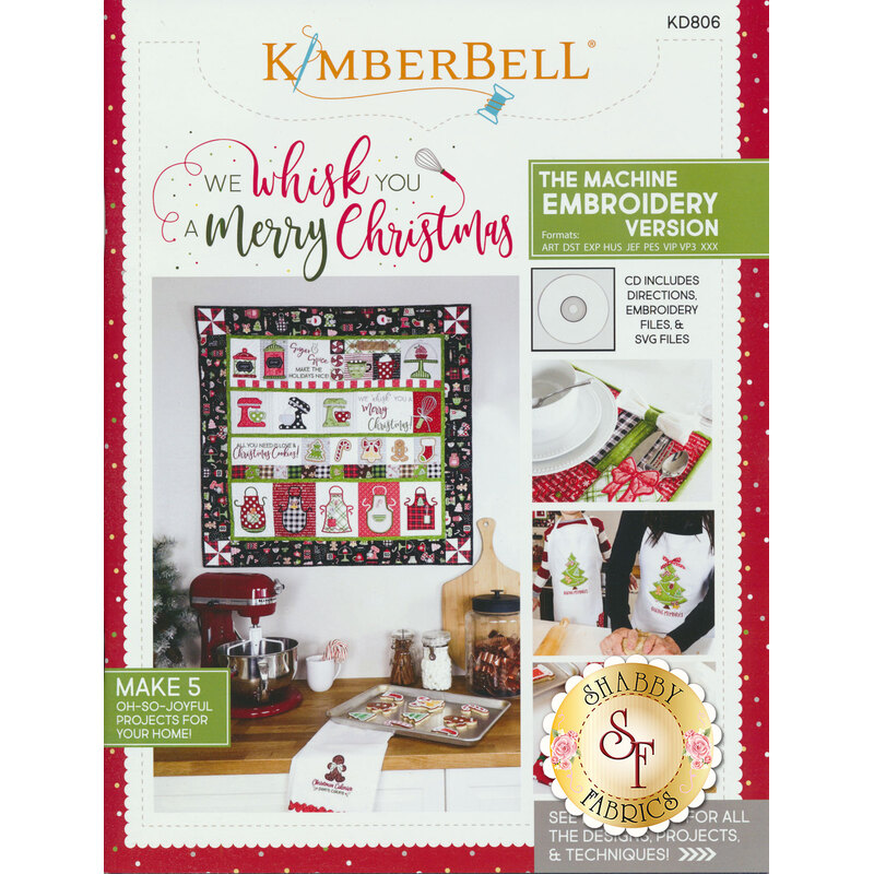 The front of the We Whisk You A Merry Christmas book showing a collage of the projects included