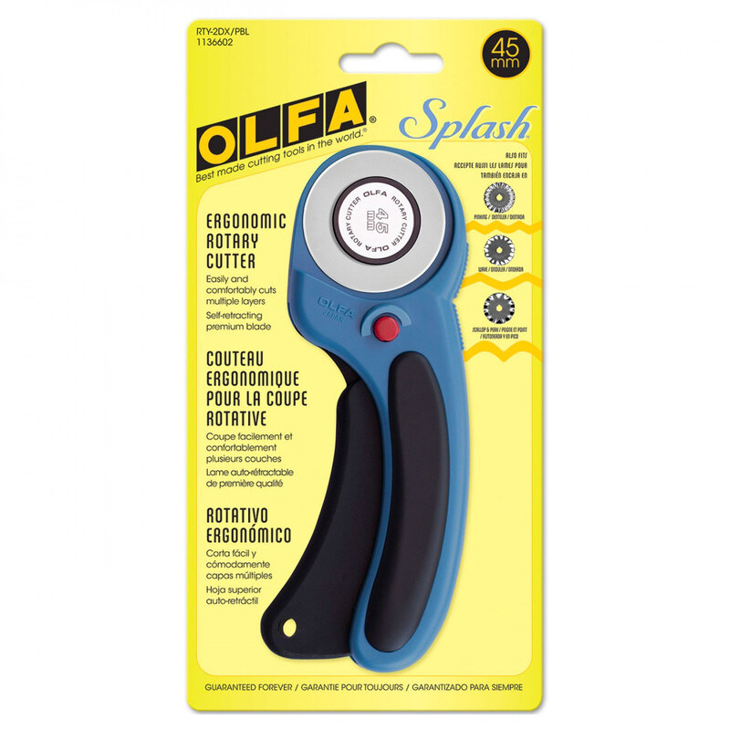 Olfa Splash Ergonomic 45mm Rotary Cutter - Pacific Blue