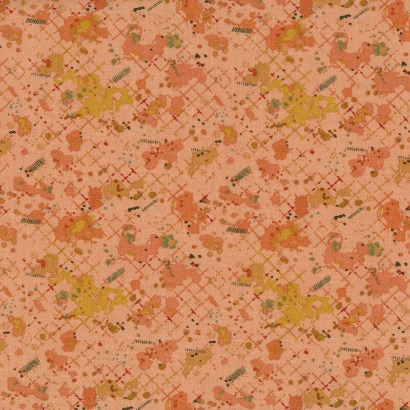 Colorful splotches all over pink | Shabby Fabrics