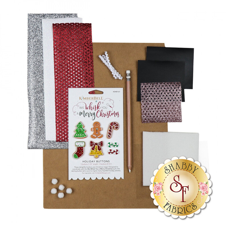 All of the contents of the We Whisk You A Merry Christmas - Embellishing Kit laid out