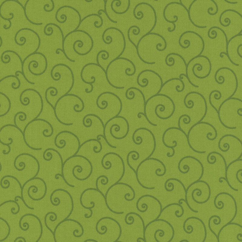 olive green fabric featuring a tonal swirl design