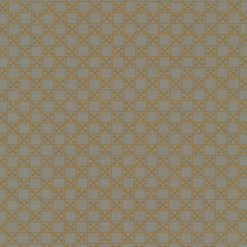 Dusty blue fabric features tan checker board design | Shabby Fabrics 