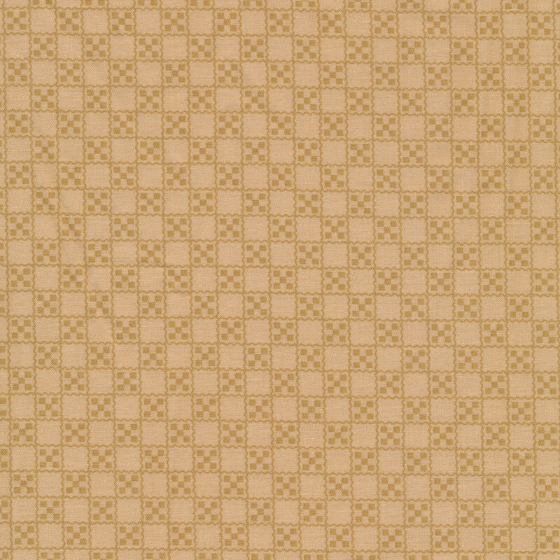 Dusty pink fabric features tan checker board design | Shabby Fabrics