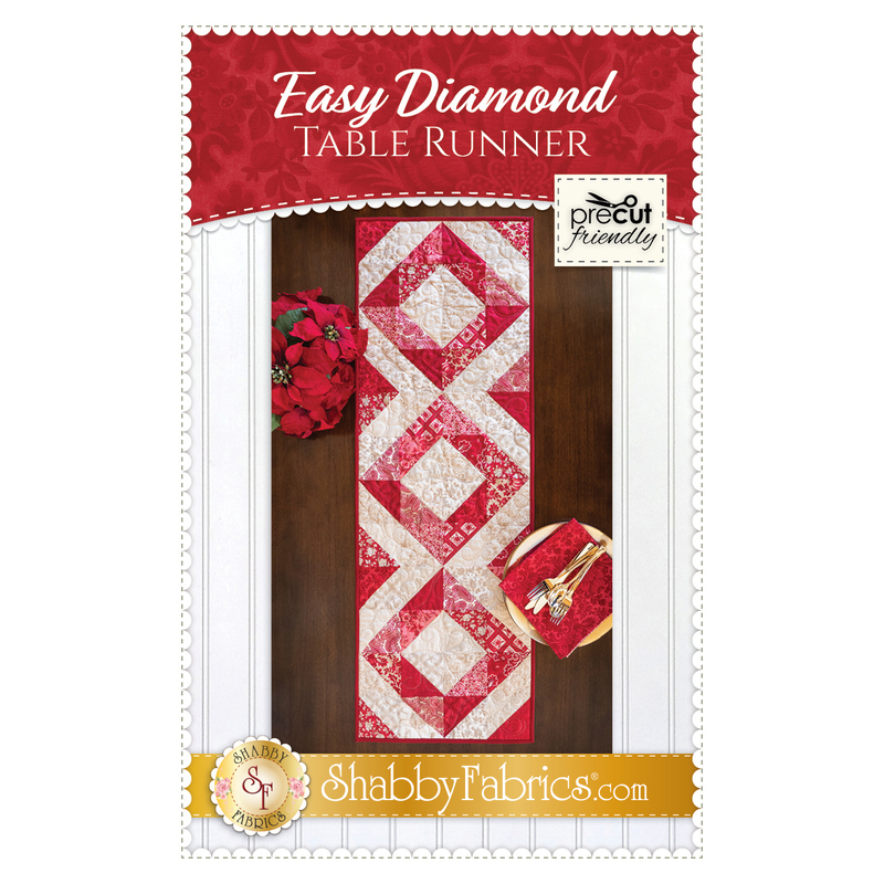 The front of the Easy Diamond Table Runner pattern showing the design of the finished table runner