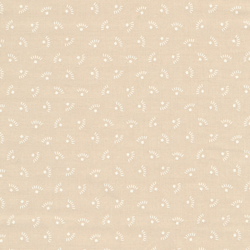 Fabric features cream primitive eyelash pattern on tan | Shabby Fabrics