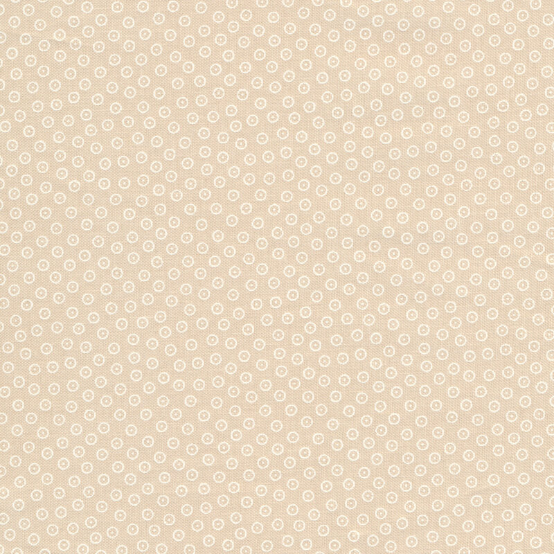 Fabric Features tiny cream bulls eye pattern on tan | Shabby Fabrics