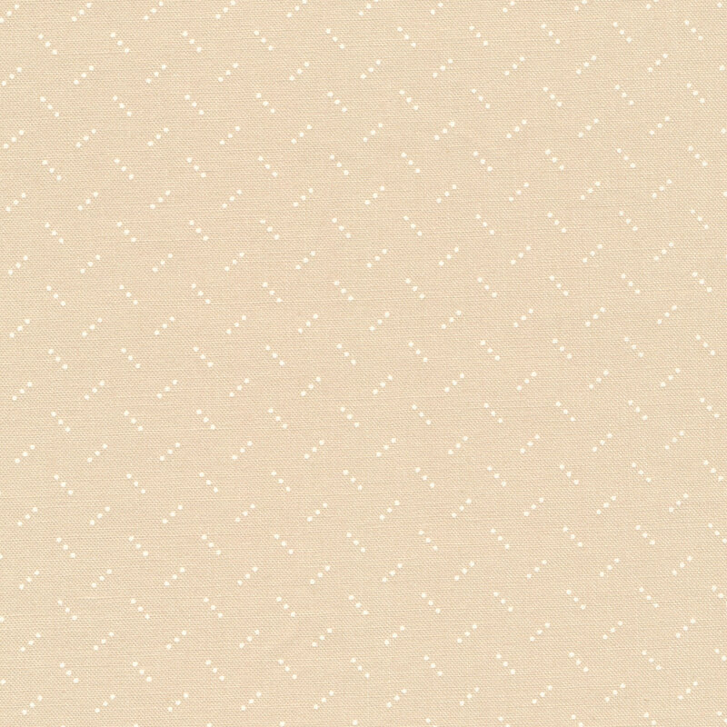 Fabric features tiny cream diagonal dots pattern on tan | Shabby Fabrics