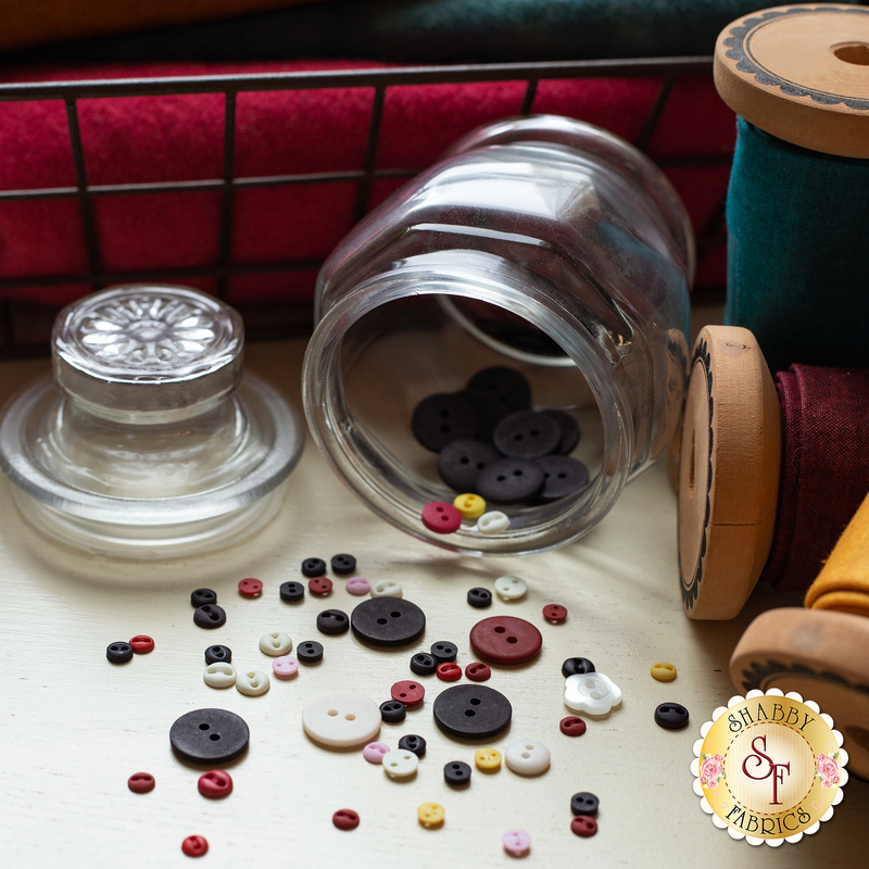 Assortment of buttons coordinated for the Thimble Blossoms BOM