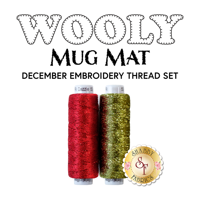 2pc Embroidery Thread Set for Wooly Mug Mat Series - December